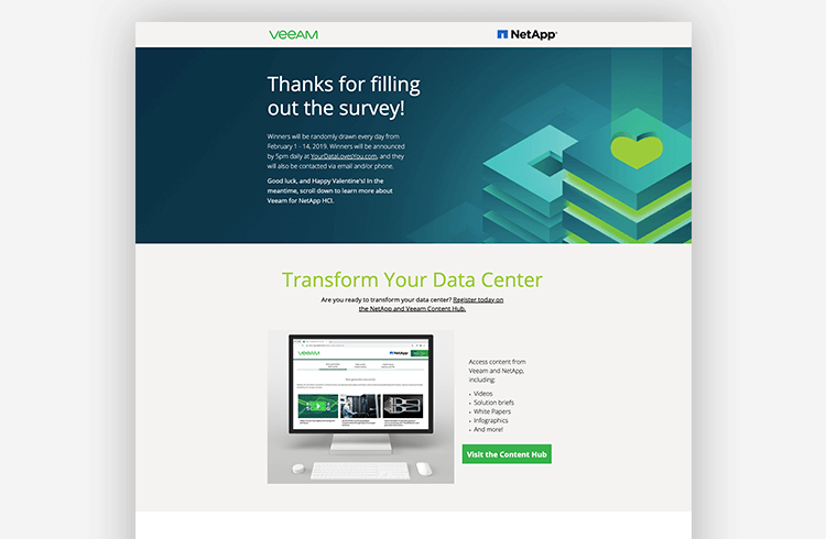 A thank you page by Veeam and Netapp